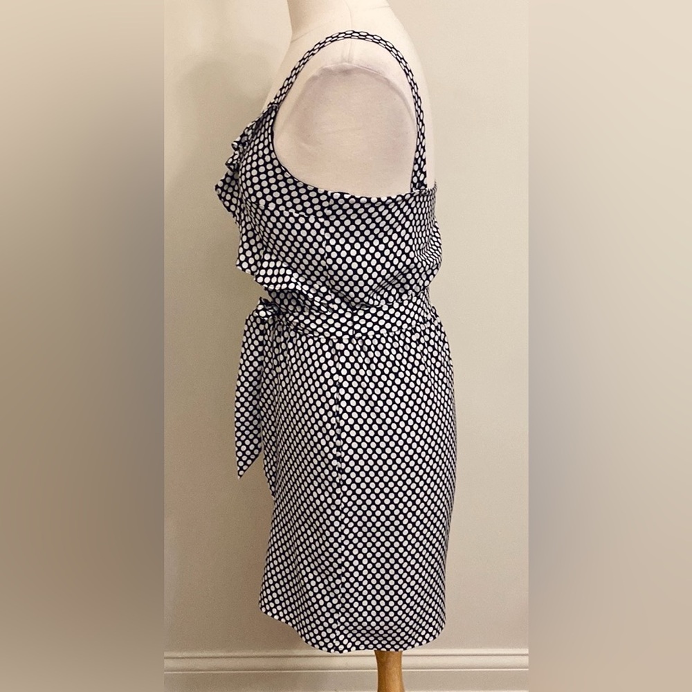 White House Black Market Black White Retro Polka Dot SZ XS Elegant Ruffle Dress - Picture 6 of 11